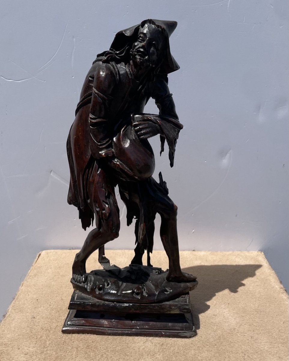 Scultore veneziano (XVIII secolo) - Due figure di pitocchi.-photo-2
