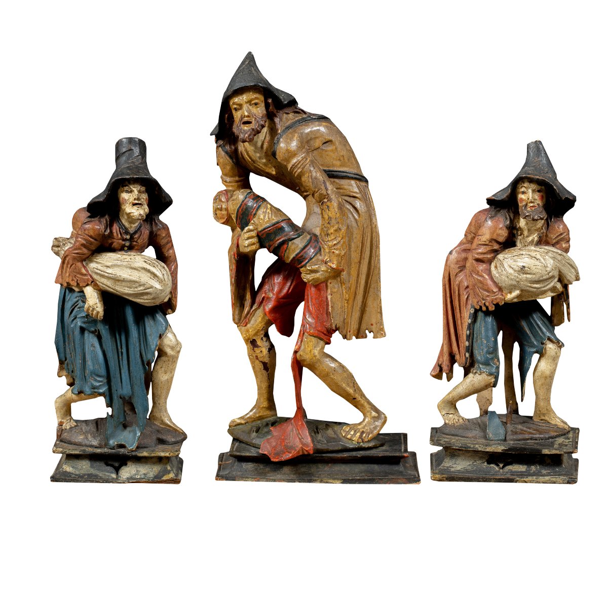 Scultore veneziano (XVIII secolo) - Tre figure di pitocchi.