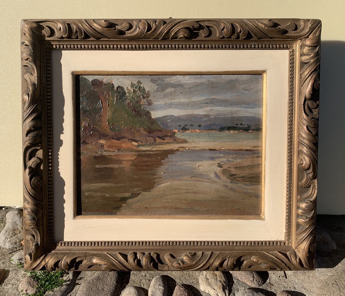 Ottone Zorlini (Treviso 1891 - San Paolo 1967) - Paesaggio con lago e montagne.-photo-1