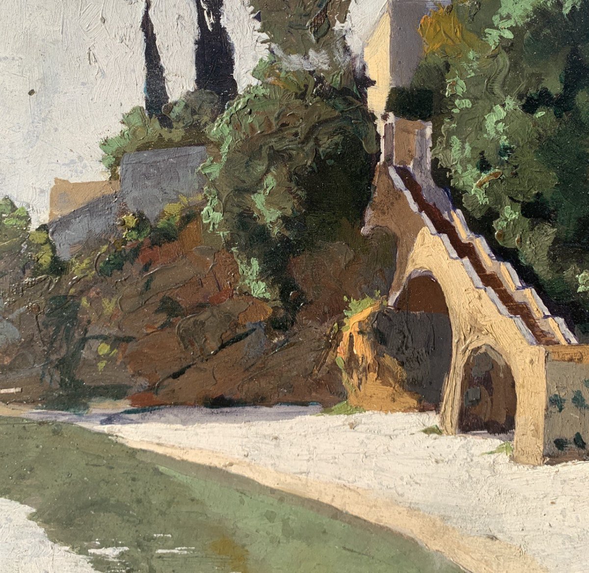 Ottone Zorlini (Treviso 1891 - San Paolo 1967) - Paesaggio con scalinata.-photo-2