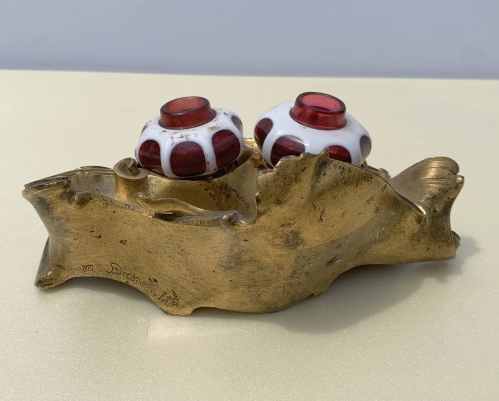 Maison Henry Dasson (Parigi 1825 - 1896) - Calamaio doppio in bronzo dorato.-photo-1