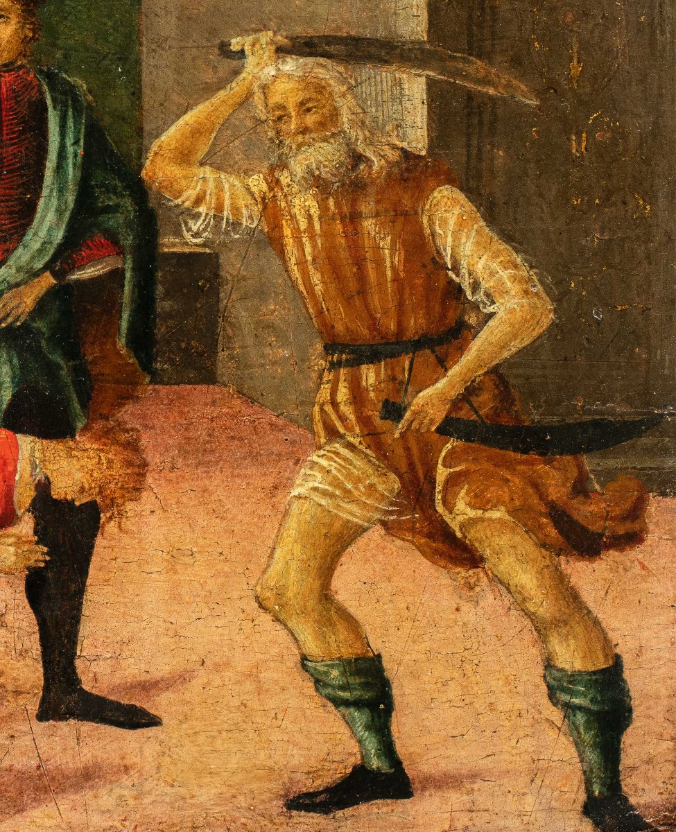 Vincenzo di Antonio Frediani (Lucca 1481 - 1504) - Predella con la decollazione di una santa.-photo-3