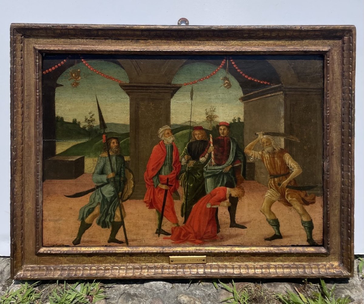 Vincenzo di Antonio Frediani (Lucca 1481 - 1504) - Predella con la decollazione di una santa.-photo-2