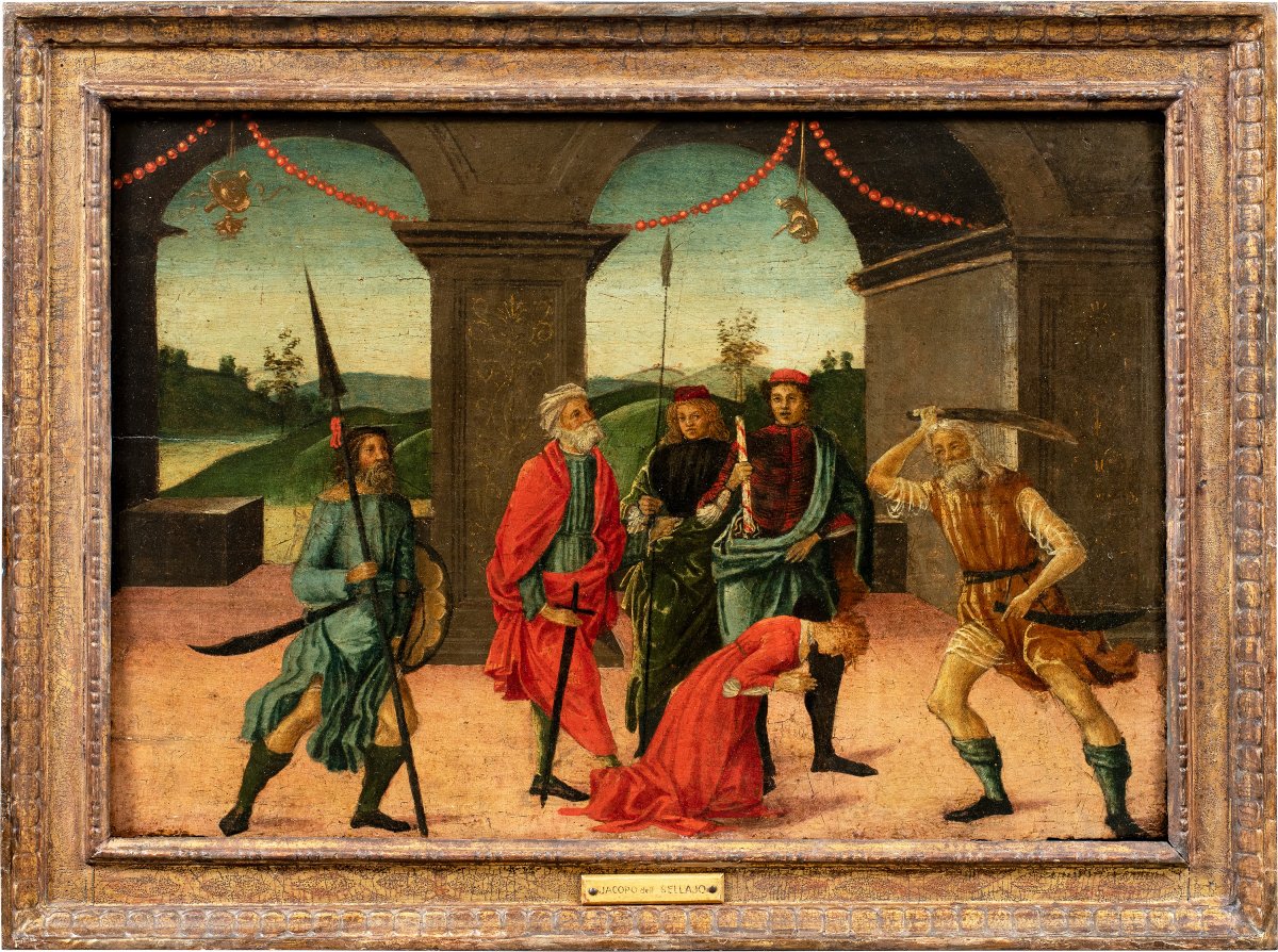 Vincenzo di Antonio Frediani (Lucca 1481 - 1504) - Predella con la decollazione di una santa.