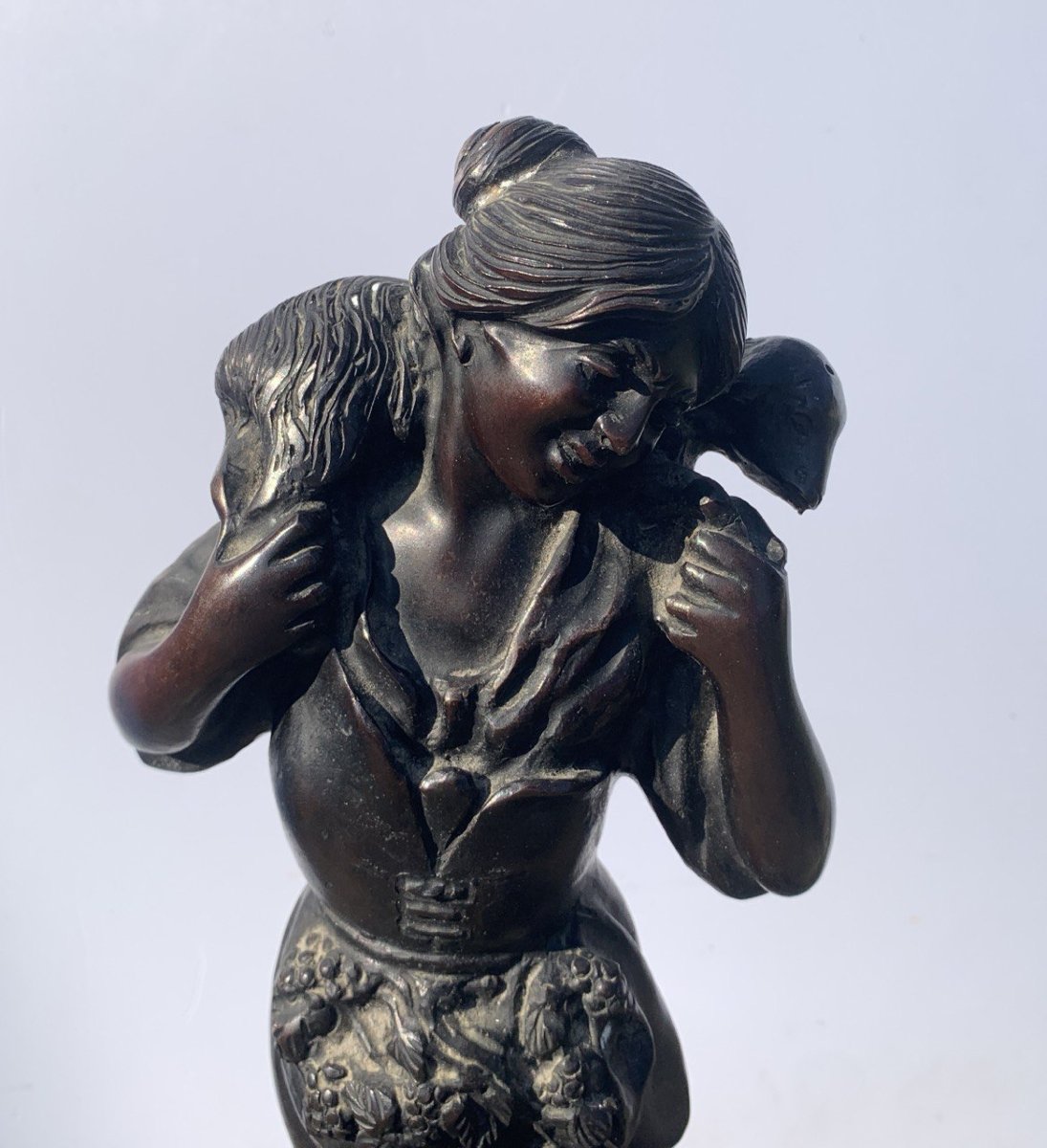Scultore italiano (XIX secolo) - Pastorella con pecore.-photo-1