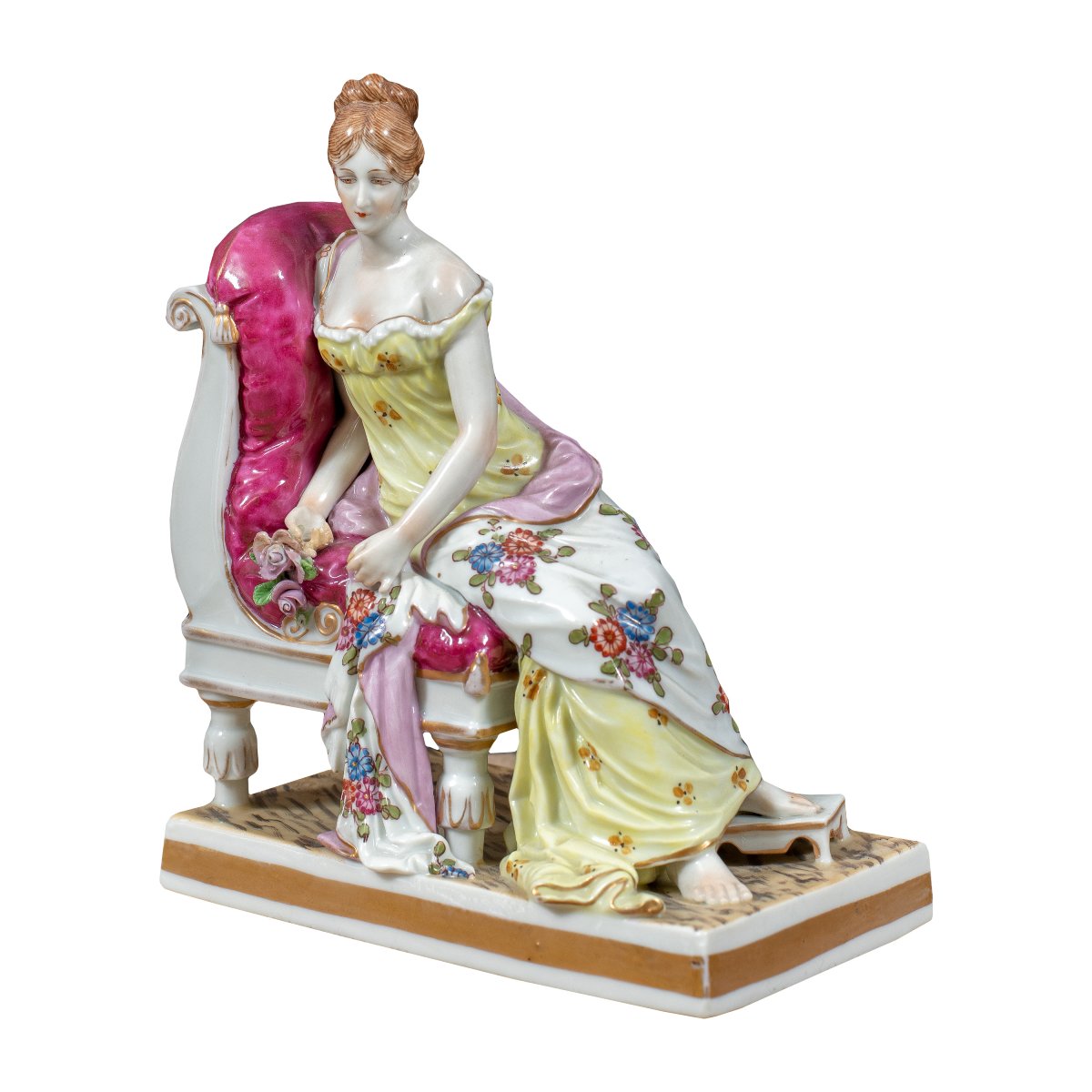 Manifattura tedesca (fine XIX secolo) - Madame Juliette Récamier adagiata su una chaise longue.-photo-3