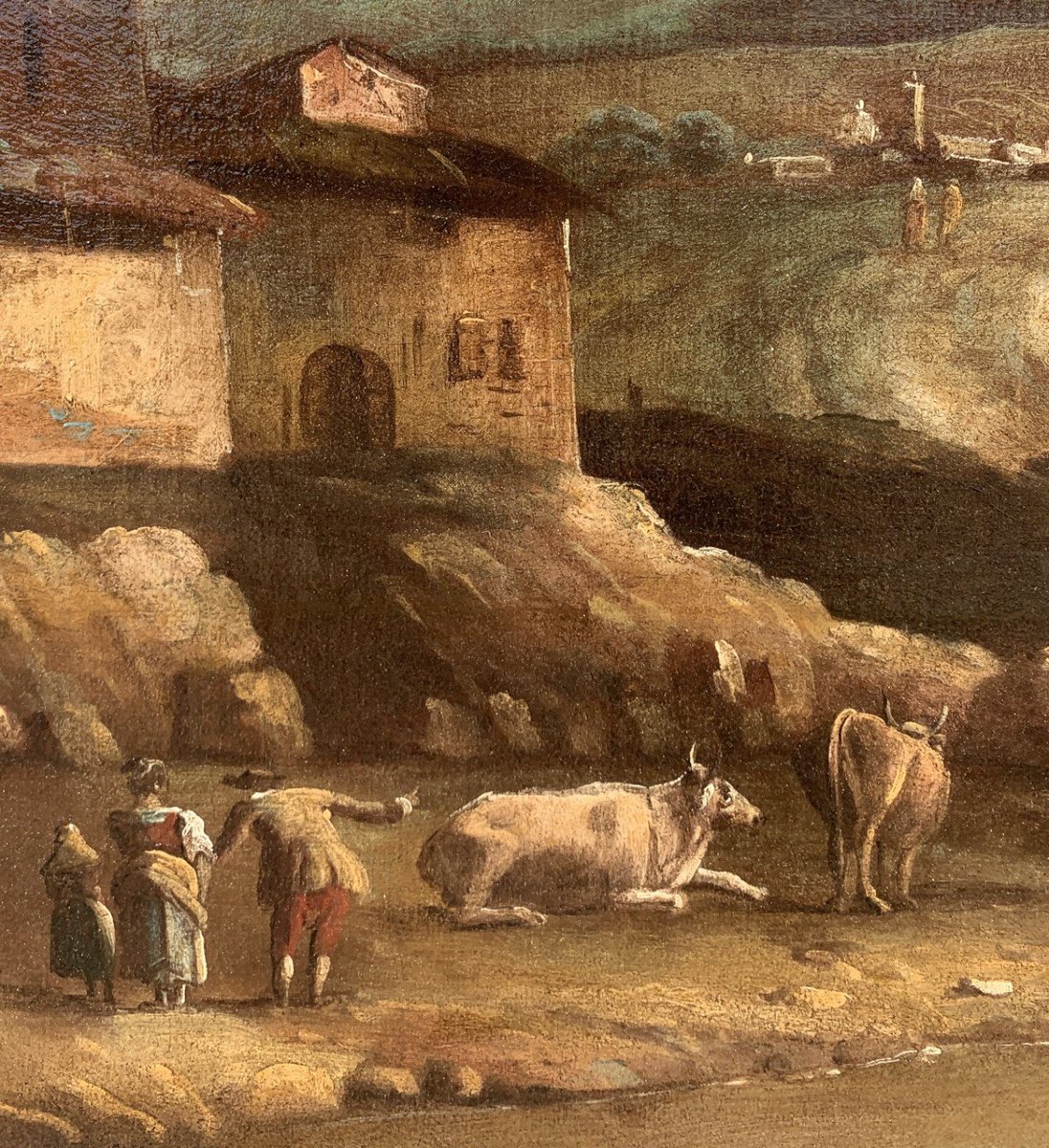 Francesco Tironi (Venezia 1745 - Venezia 1797) - Paesaggio veneto con pastori e armenti.-photo-1