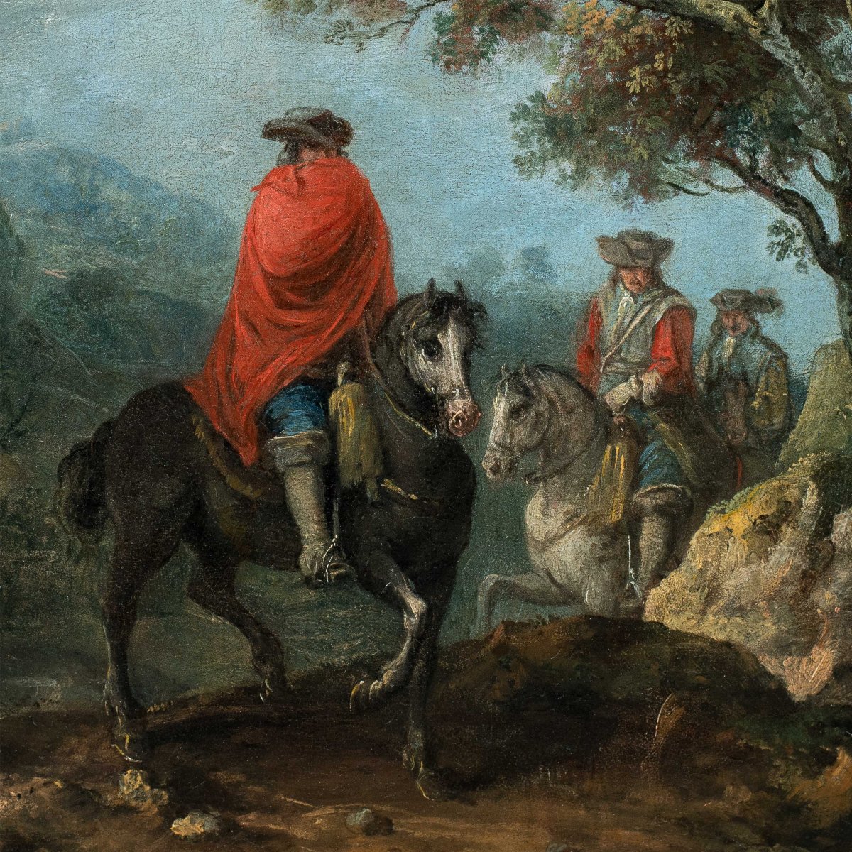 Francesco Zuccarelli (Pitigliano 1702 - Firenze 1788) - Paesaggio fluviale con cavalieri.-photo-2