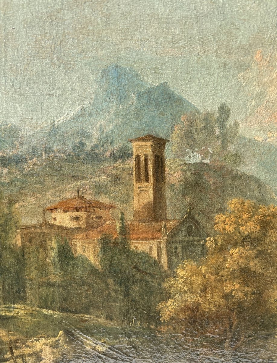 Francesco Zuccarelli (Pitigliano 1702 - Firenze 1788) - Paesaggio fluviale con cavalieri.-photo-1