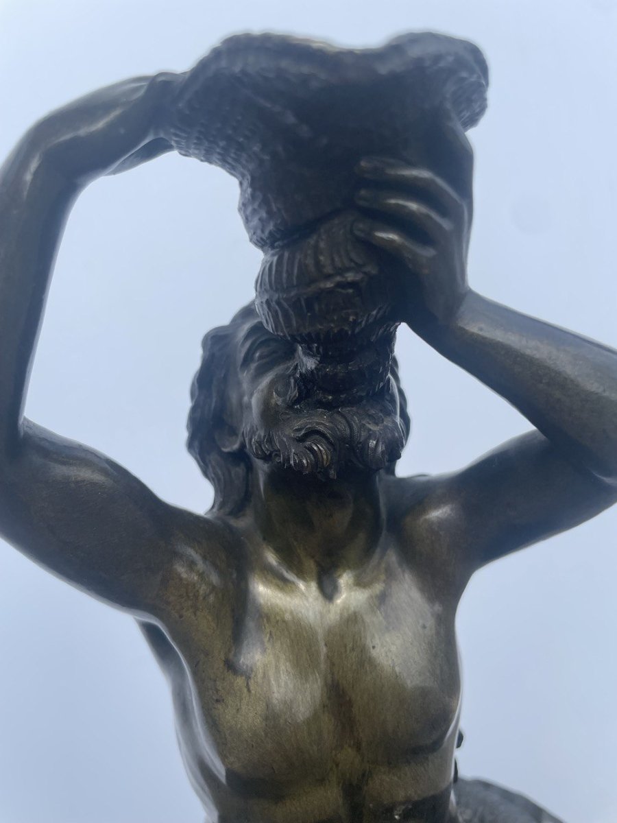 Scultore italiano (XVII-XVIII sec.) - Tritone che suona una conchiglia.-photo-1