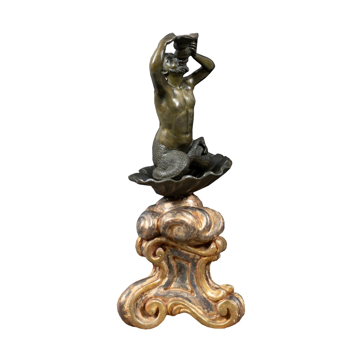 Scultore italiano (XVII-XVIII sec.) - Tritone che suona una conchiglia.
