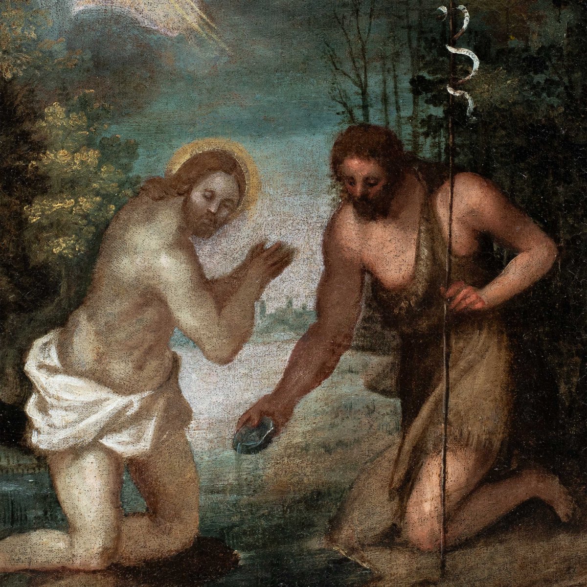 Bottega di Jacopo Palma il Giovane (Venezia 1548 - Venezia 1628) - Battesimo di Cristo.-photo-2