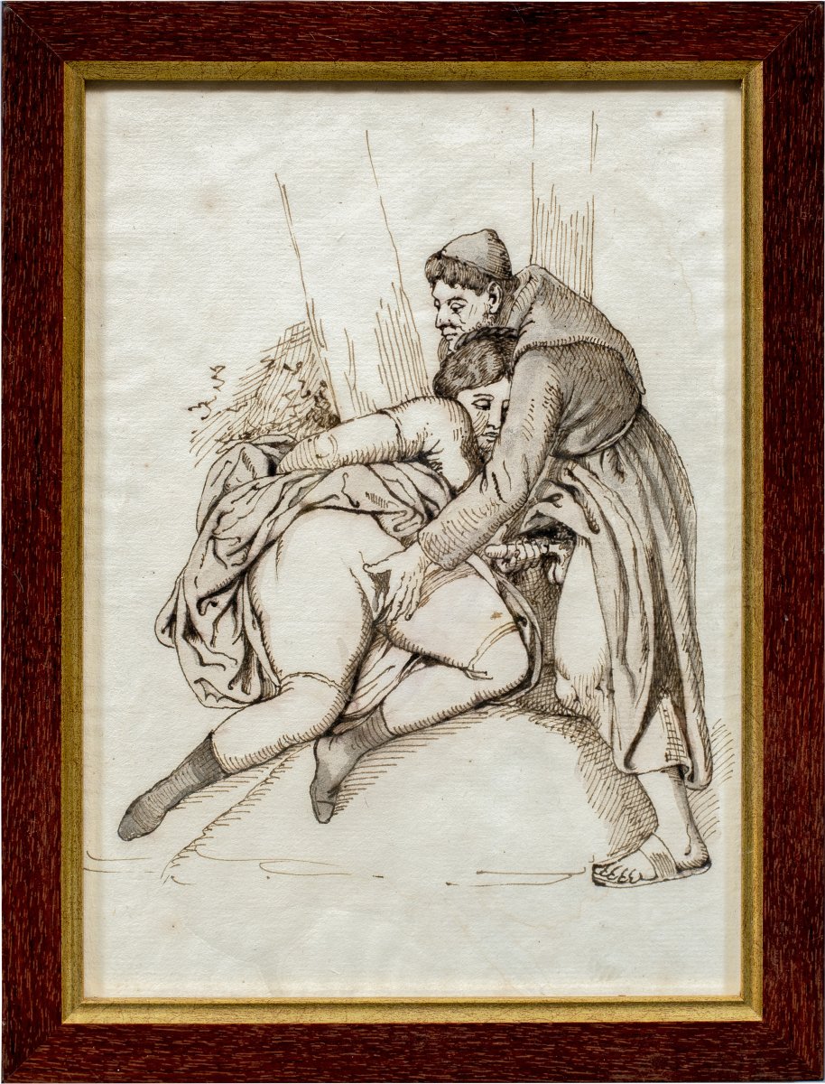Pittore francese (XIX sec.) - Scena erotica.
