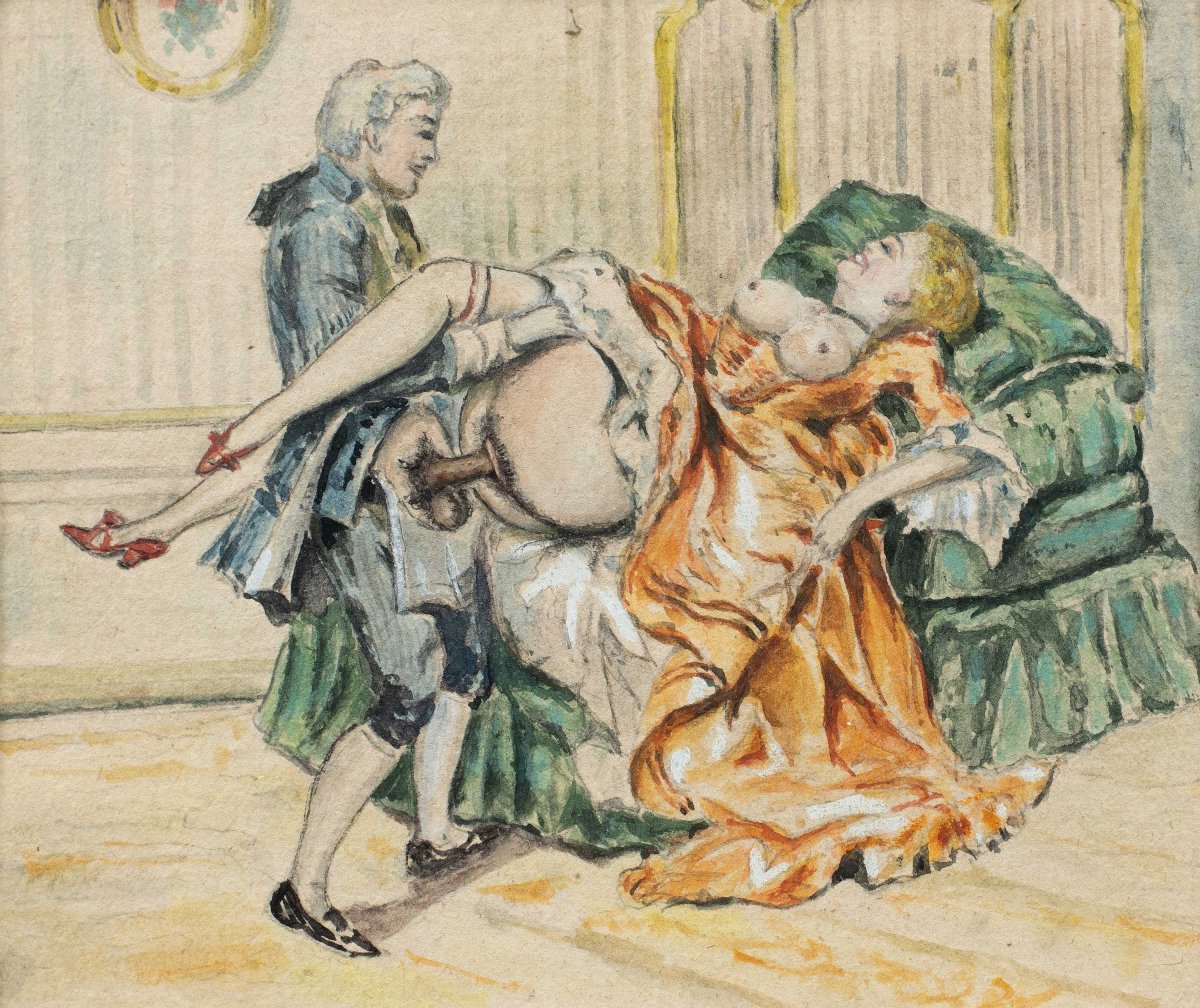 Pittore francese (XIX-XX sec.) - Scena erotica.