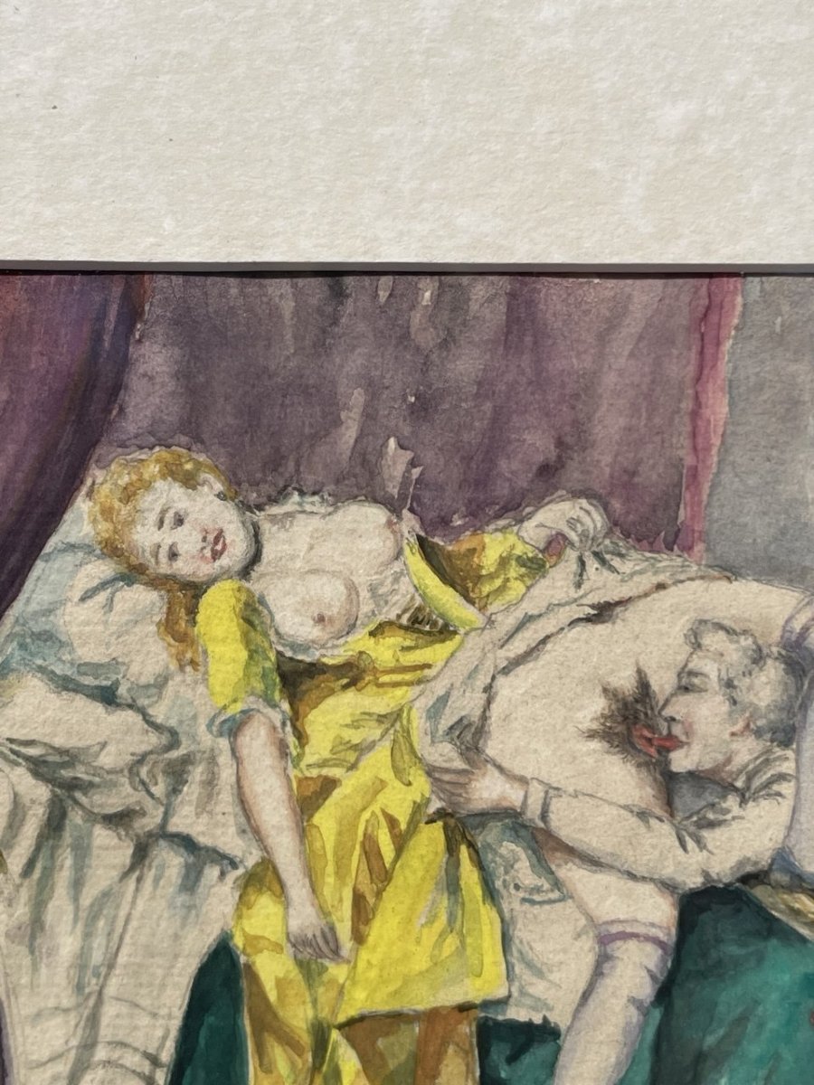 Pittore francese (XIX-XX sec.) - Scena erotica.-photo-1
