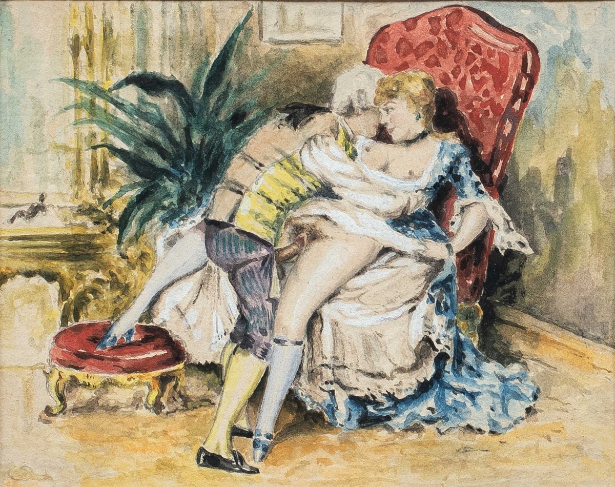 Pittore francese (XIX-XX sec.) - Scena erotica.