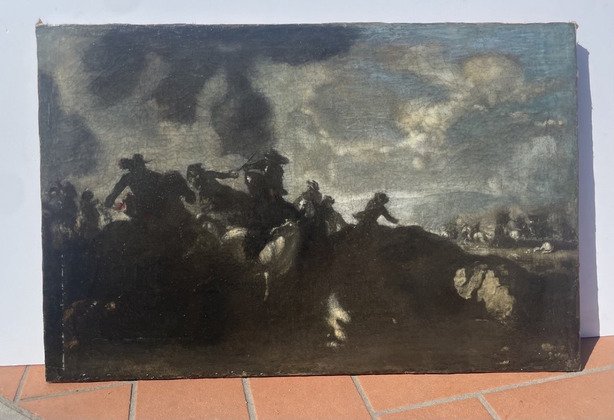 Cerchia di Jacques Courtois, detto il Borgognone (Saint-Hyppolite 1621-Roma 1676) - Battaglia.-photo-4