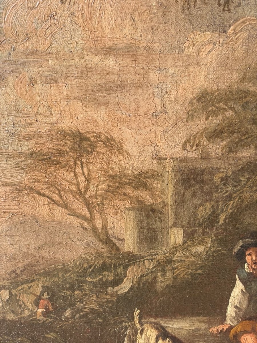 Pittore romano (XVII-XVIII sec.) - Paesaggio con pastore e cane.-photo-2