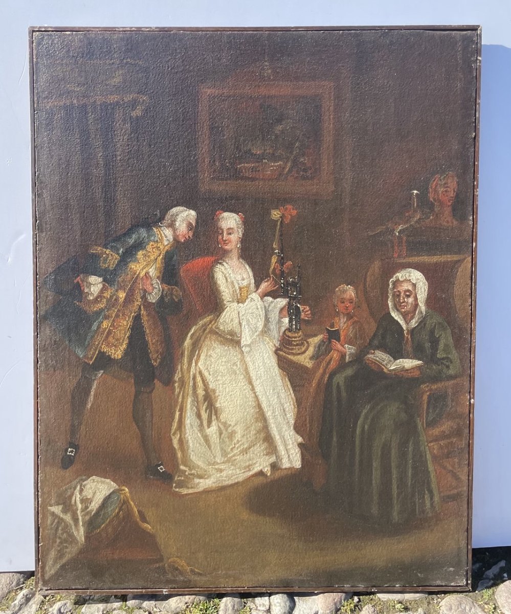 Bottega di Pietro Longhi (Venezia 1702 - Venezia 1785) - La dichiarazione d'amore.-photo-4