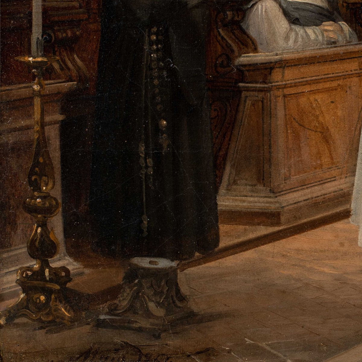 Federico Moja (Milano 1802 - Dolo 1885) - Lezione di musica in chiesa.-photo-3