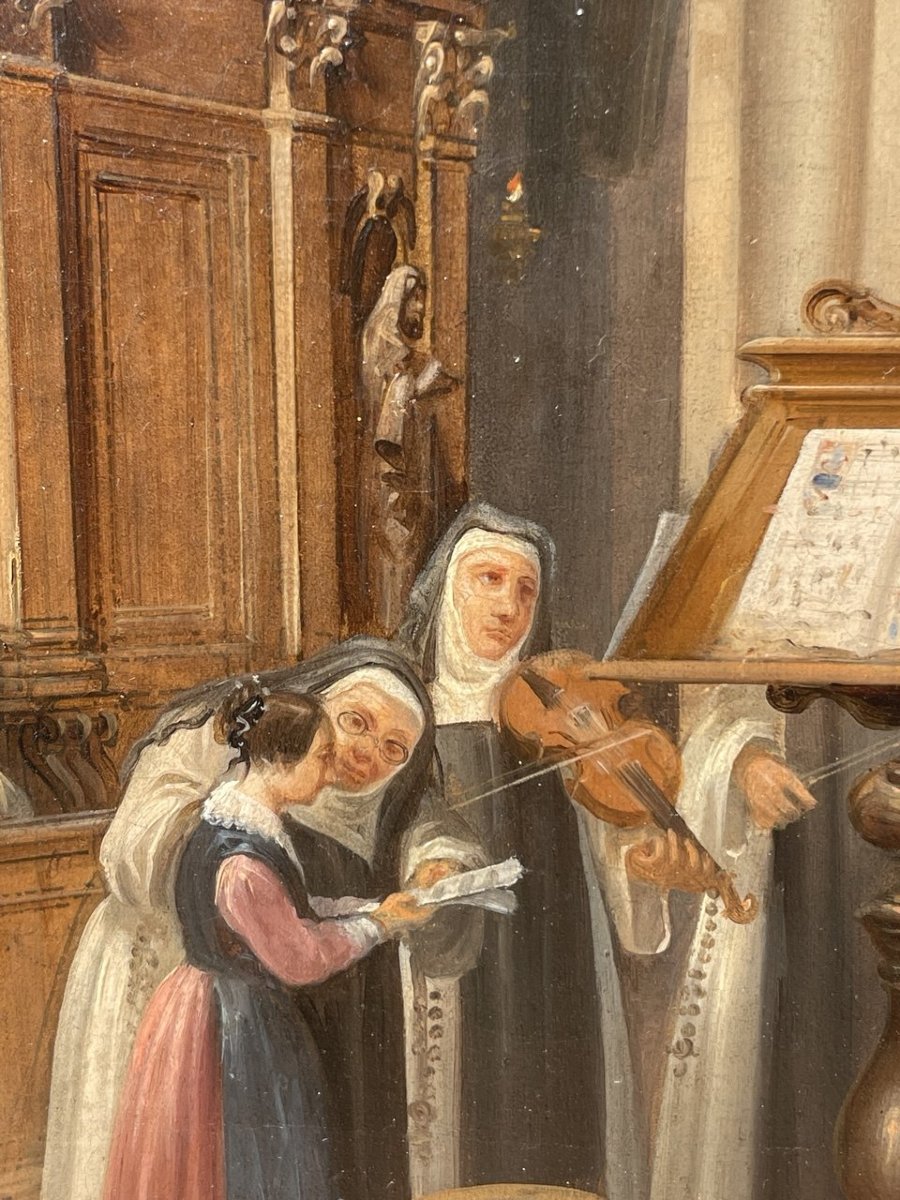 Federico Moja (Milano 1802 - Dolo 1885) - Lezione di musica in chiesa.-photo-2
