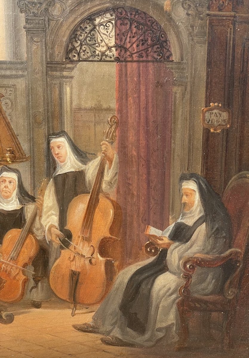 Federico Moja (Milano 1802 - Dolo 1885) - Lezione di musica in chiesa.-photo-3