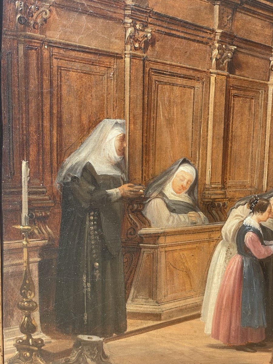 Federico Moja (Milano 1802 - Dolo 1885) - Lezione di musica in chiesa.-photo-4