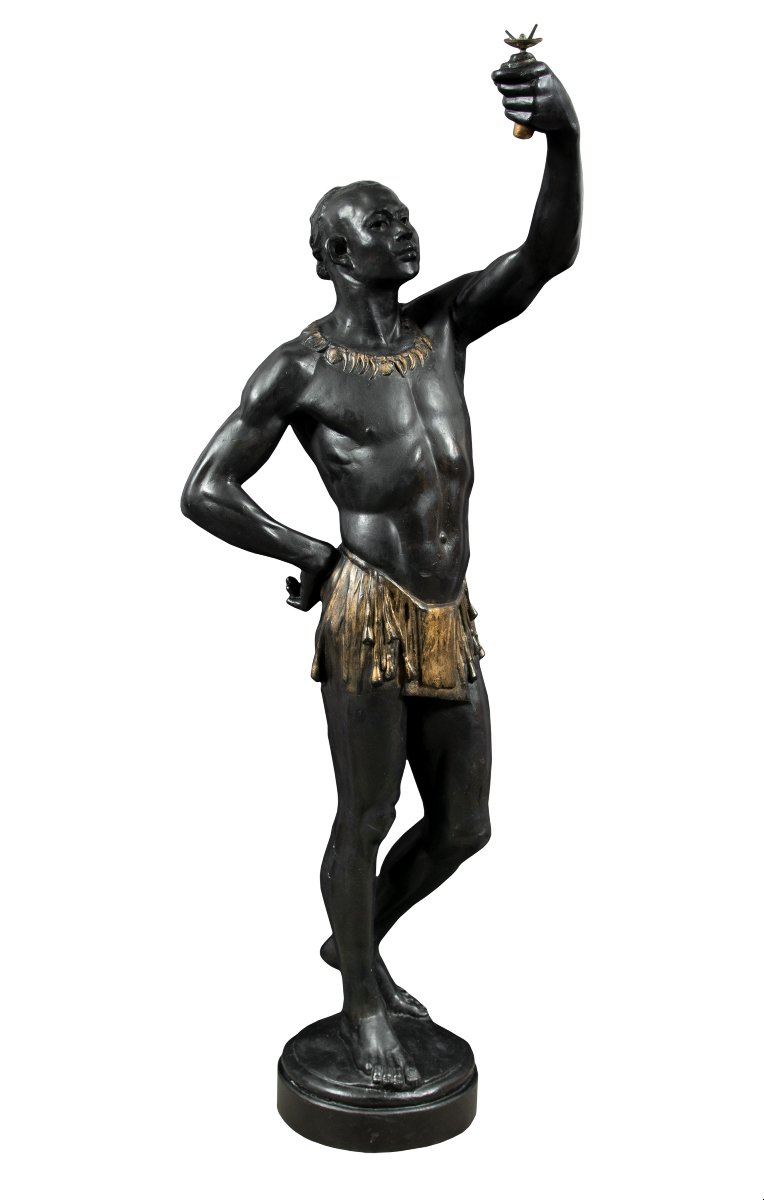 Scultore veneziano (XIX secolo) - Moro reggi torcia.-photo-2