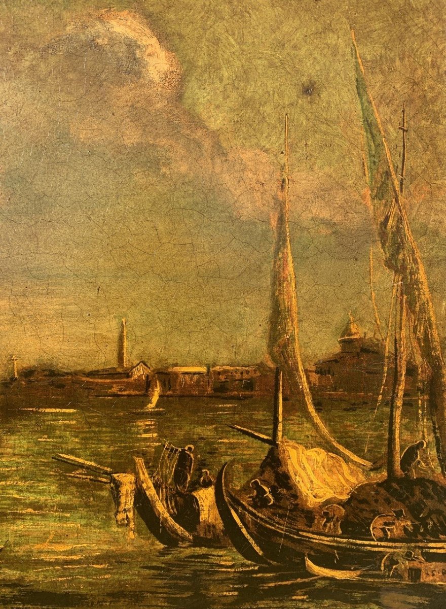 Seguace di Francesco Guardi (Venezia 1712 - Venezia 1793) - Venezia, veduta bacino San Marco.-photo-2