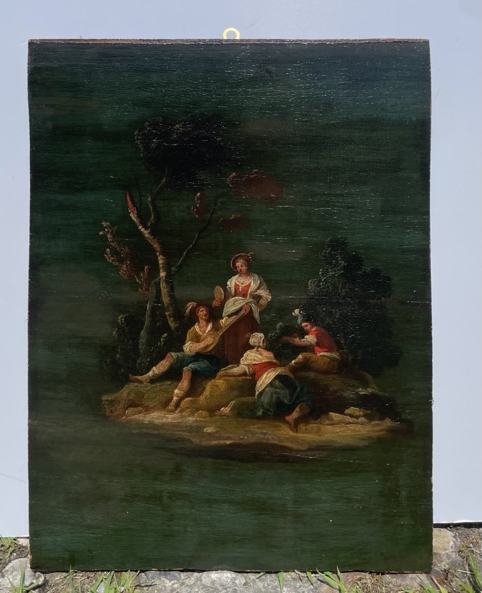 Pittore veneto (XVIII secolo) - Scena di festa campestre.-photo-4