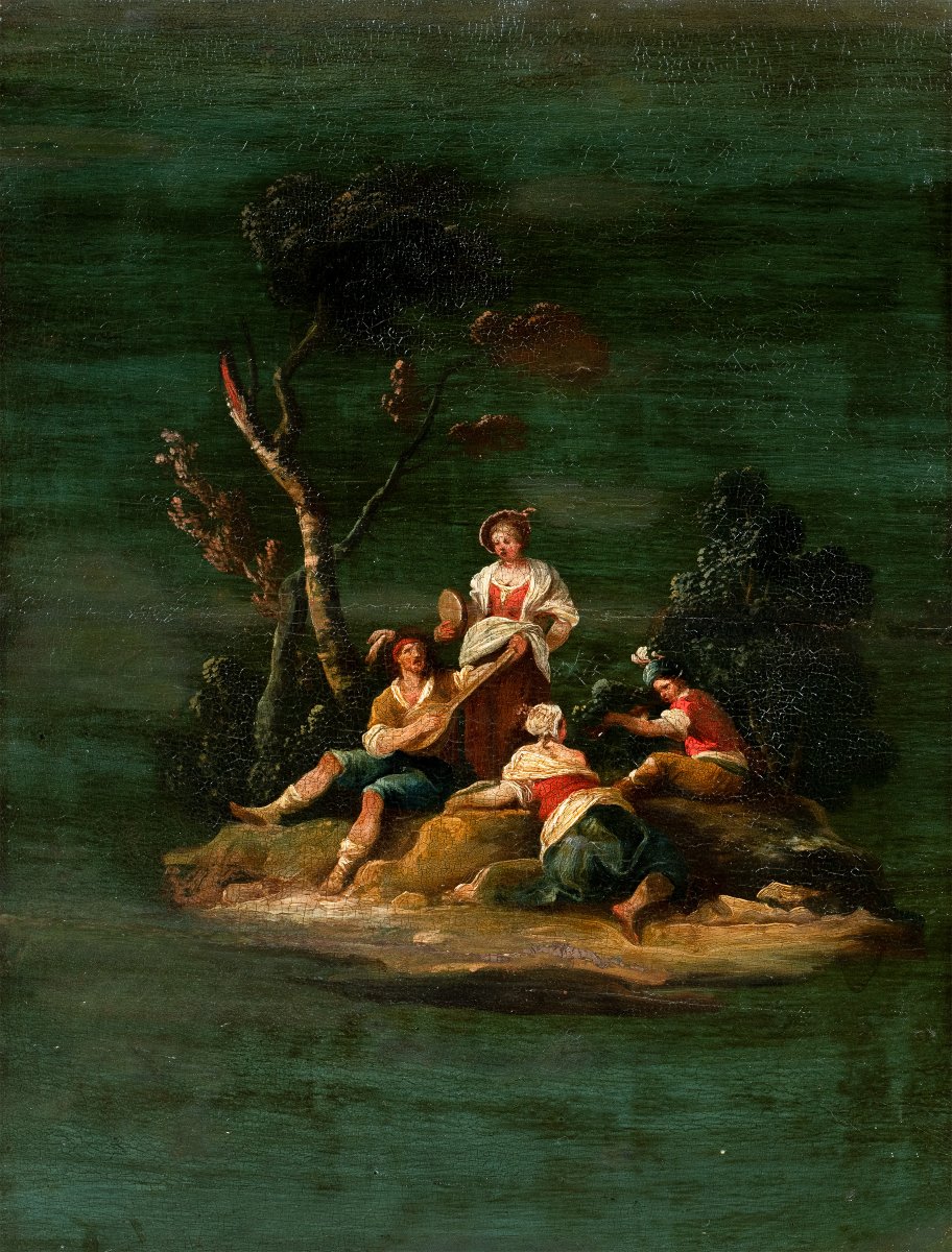 Pittore veneto (XVIII secolo) - Scena di festa campestre.