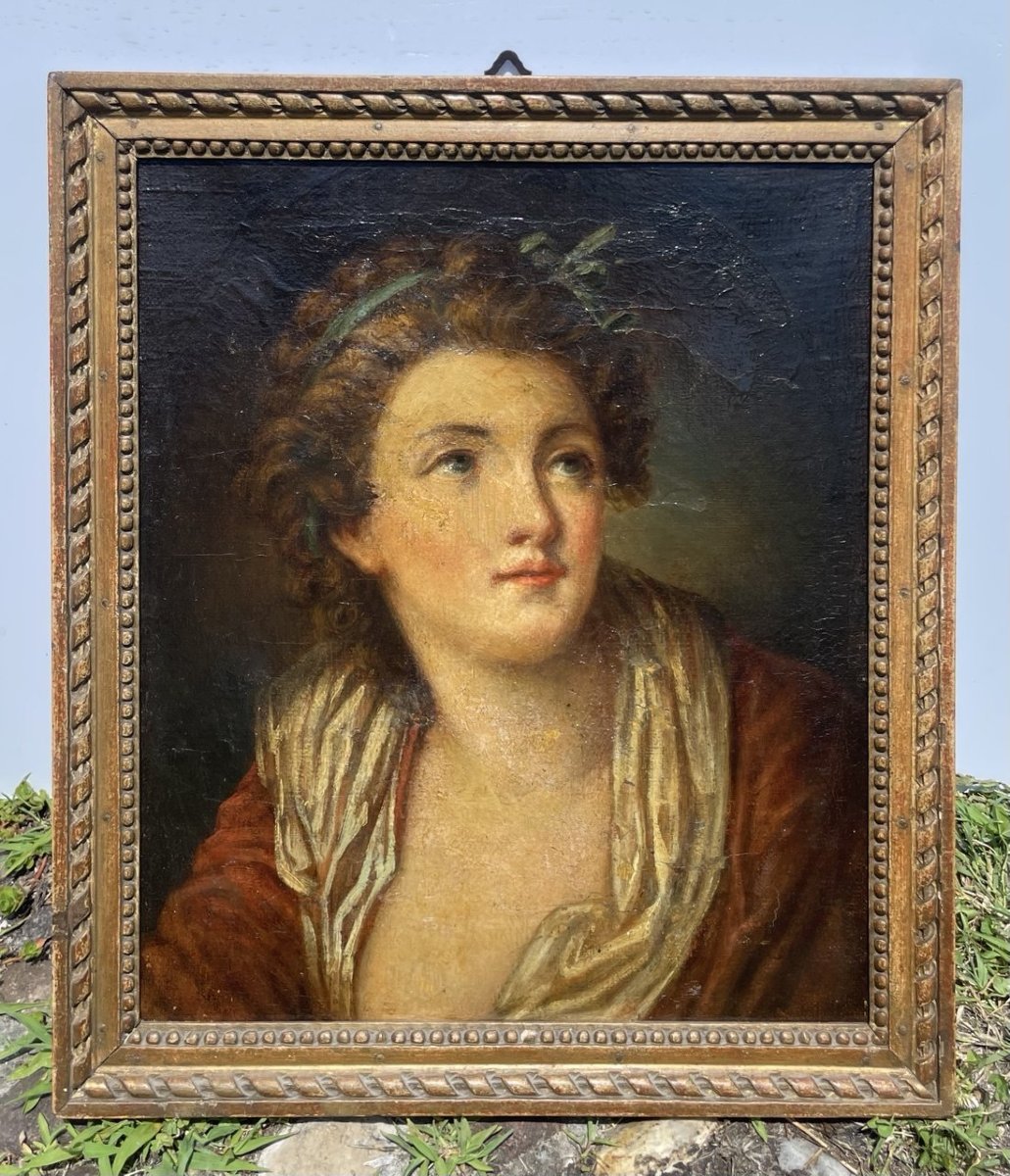 Cerchia di Jean-Baptiste Greuze (Tournus, 1725 – Parigi, 1805) - Ritratto di giovane dama.-photo-4