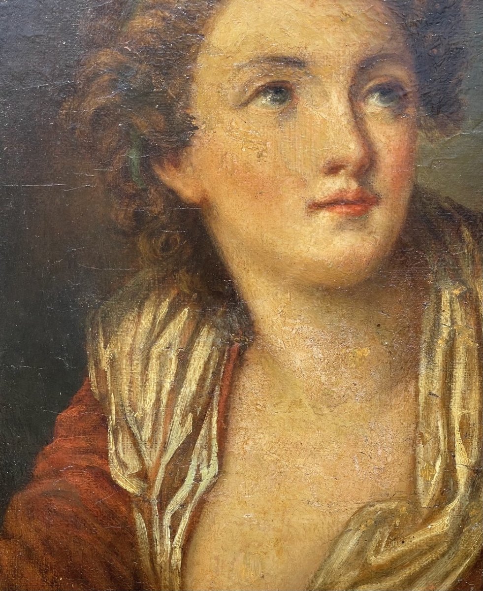 Cerchia di Jean-Baptiste Greuze (Tournus, 1725 – Parigi, 1805) - Ritratto di giovane dama.-photo-1