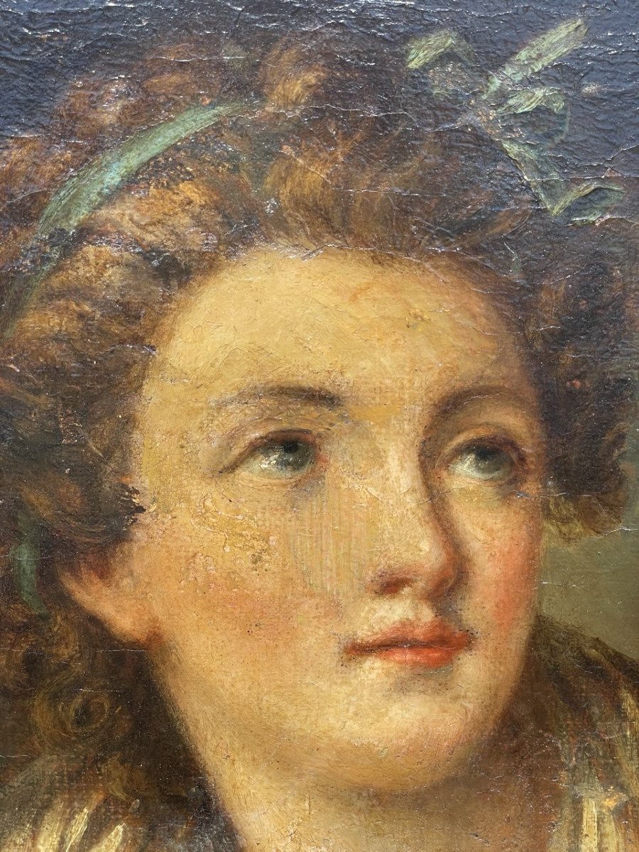 Cerchia di Jean-Baptiste Greuze (Tournus, 1725 – Parigi, 1805) - Ritratto di giovane dama.-photo-2