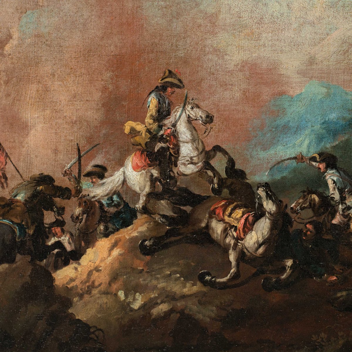 Giuseppe Zais (Forno di Canale 1709 - Treviso 1784) - Battaglia a cavallo.-photo-2