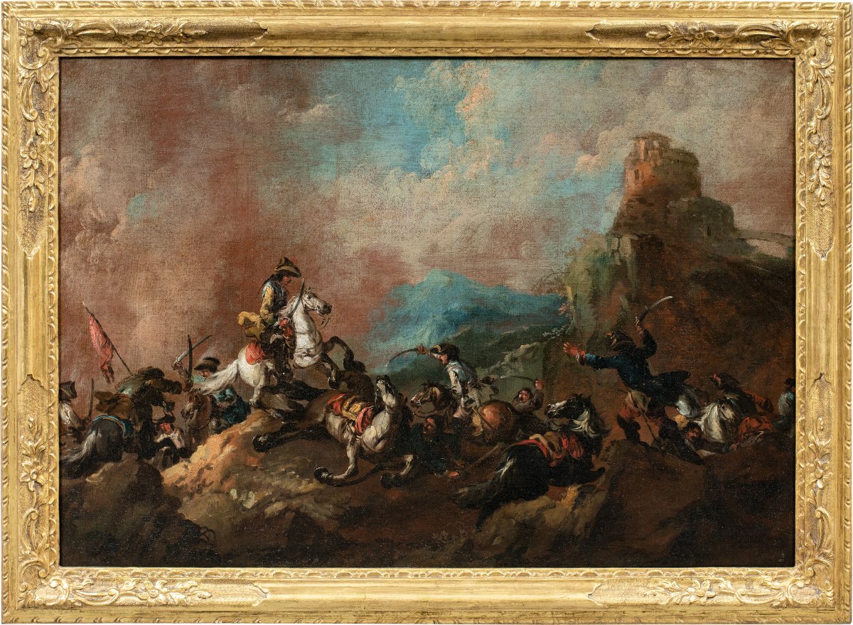 Giuseppe Zais (Forno di Canale 1709 - Treviso 1784) - Battaglia a cavallo.