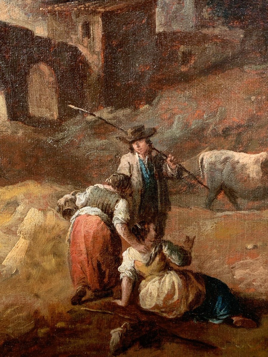 Giuseppe Zais (Forno di Canale 1709 - Treviso 1784) - Paesaggio con pastori, armenti e ponte.-photo-1
