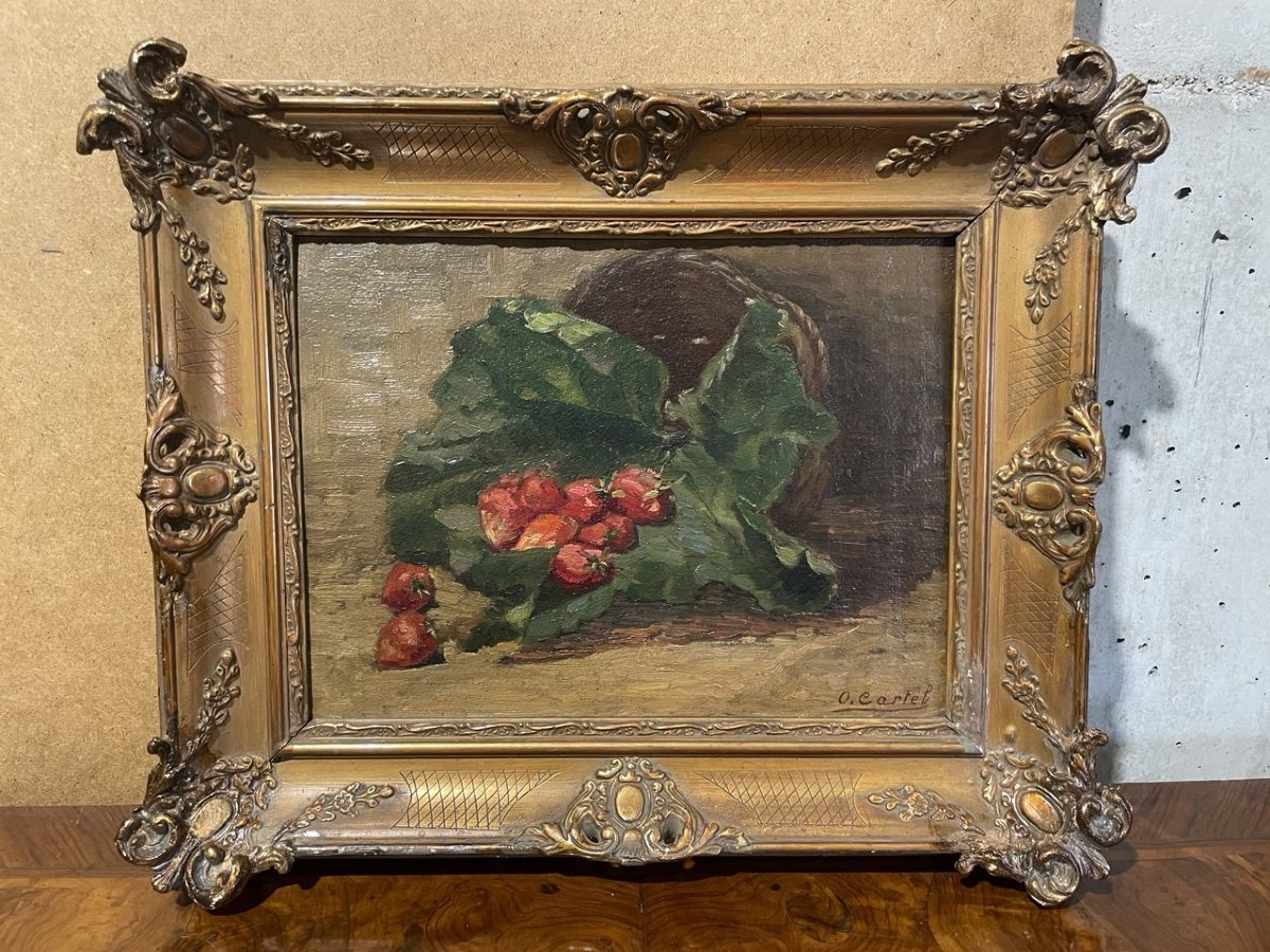 Octave Cartel (Belga, 1884 - 1944) - Natura morta di fragole.-photo-4