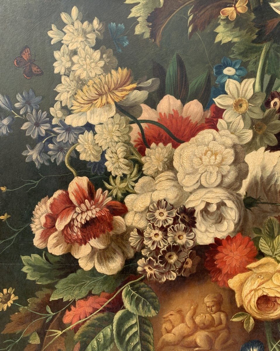 Pittore italiano (XIX secolo) - Natura morta con vaso di fiori.-photo-1