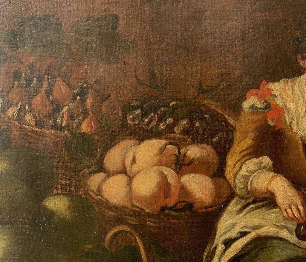 Pittore italiano (XVIII sec.) - La venditrice di frutta.-photo-1