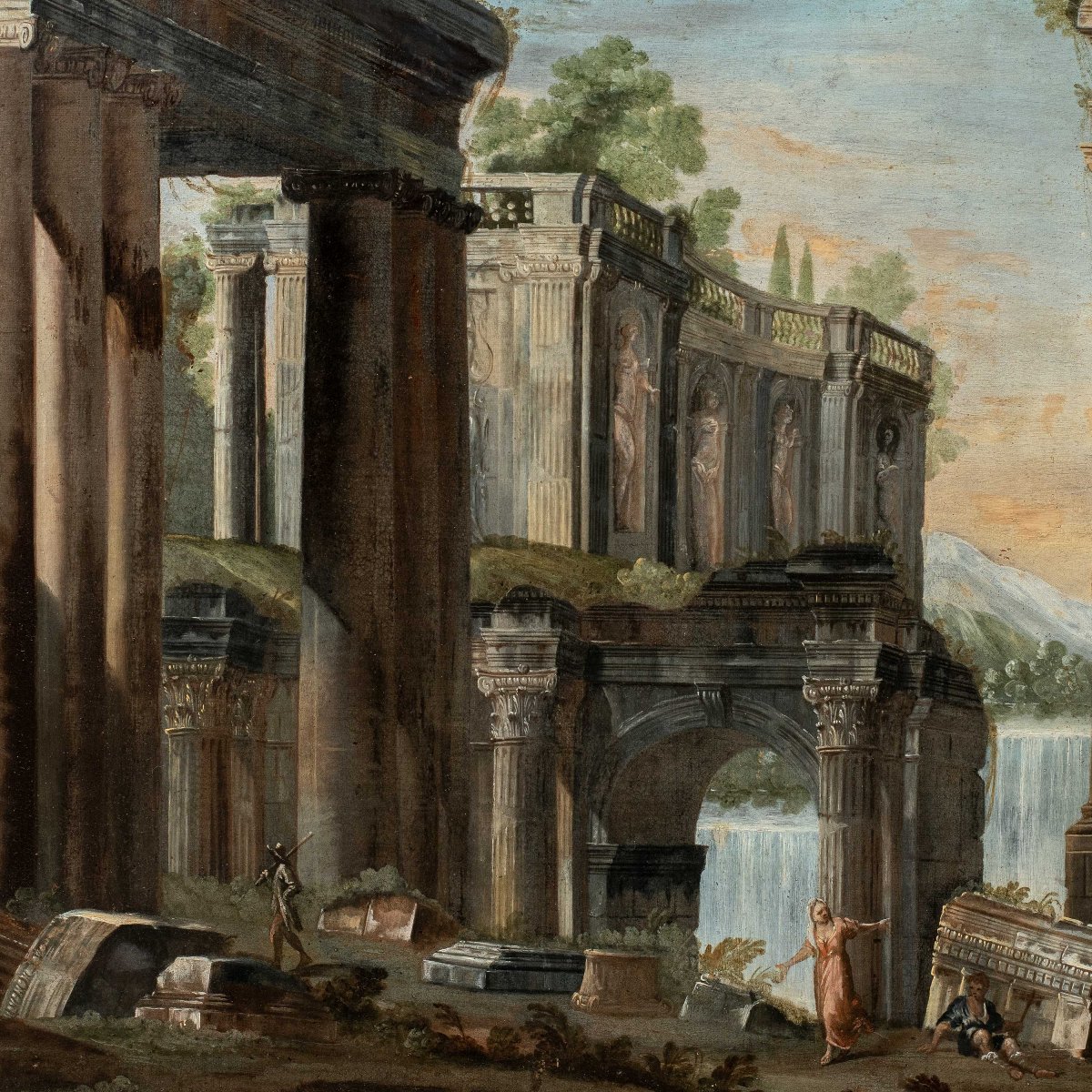 Pietro Paltronieri, detto il Mirandolese ( XVIII sec. ) - Capriccio architettonico.-photo-2