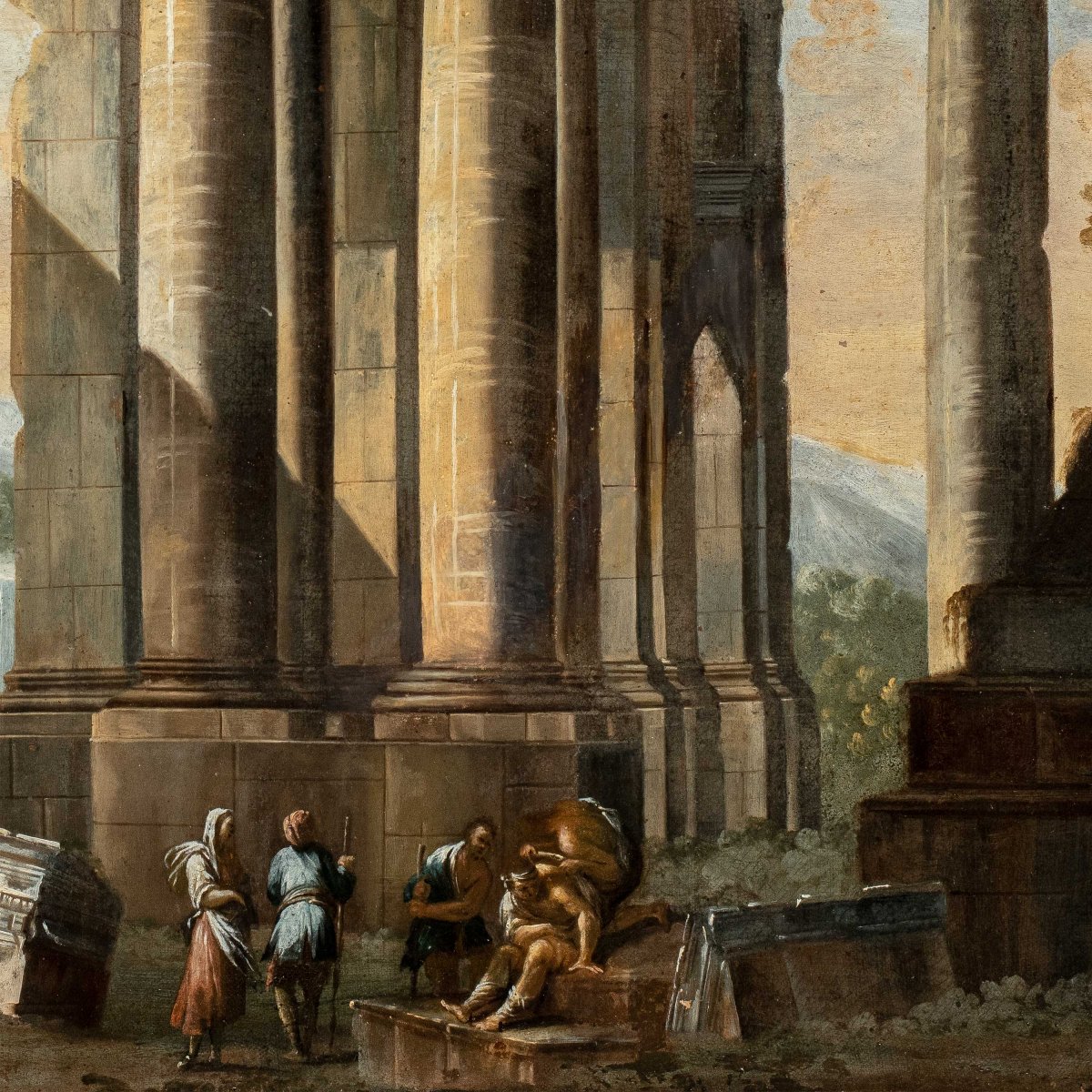 Pietro Paltronieri, detto il Mirandolese ( XVIII sec. ) - Capriccio architettonico.-photo-3