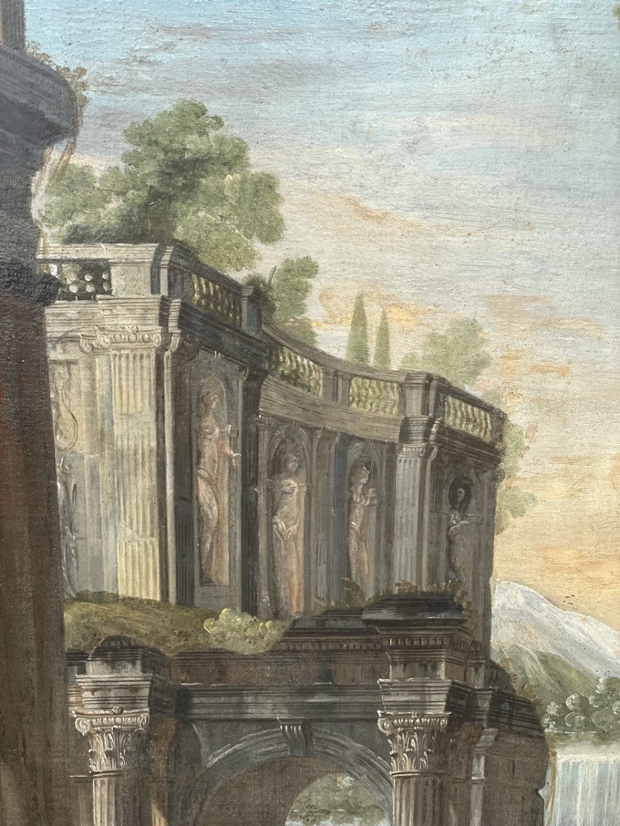 Pietro Paltronieri, detto il Mirandolese ( XVIII sec. ) - Capriccio architettonico.-photo-2