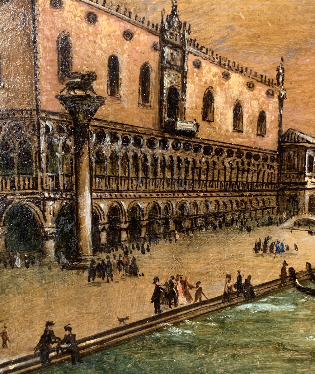Pittore veneziano (XIX) - Venezia, veduta del Bacino di San Marco verso la Riva degli Schiavoni-photo-1