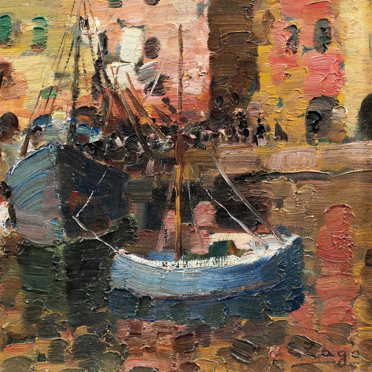 Erma Zago (Bovolone 1880 - Milano 1942) - Il porto di Genova.-photo-2