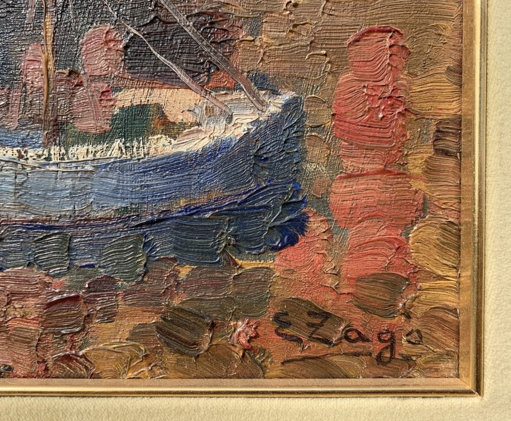Erma Zago (Bovolone 1880 - Milano 1942) - Il porto di Genova.-photo-2