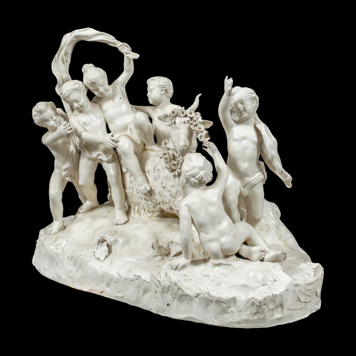 Gruppo scultoreo in terraglia bianca - La Capra Amaltea - Manifattura di Capodimonte, XIX.-photo-2