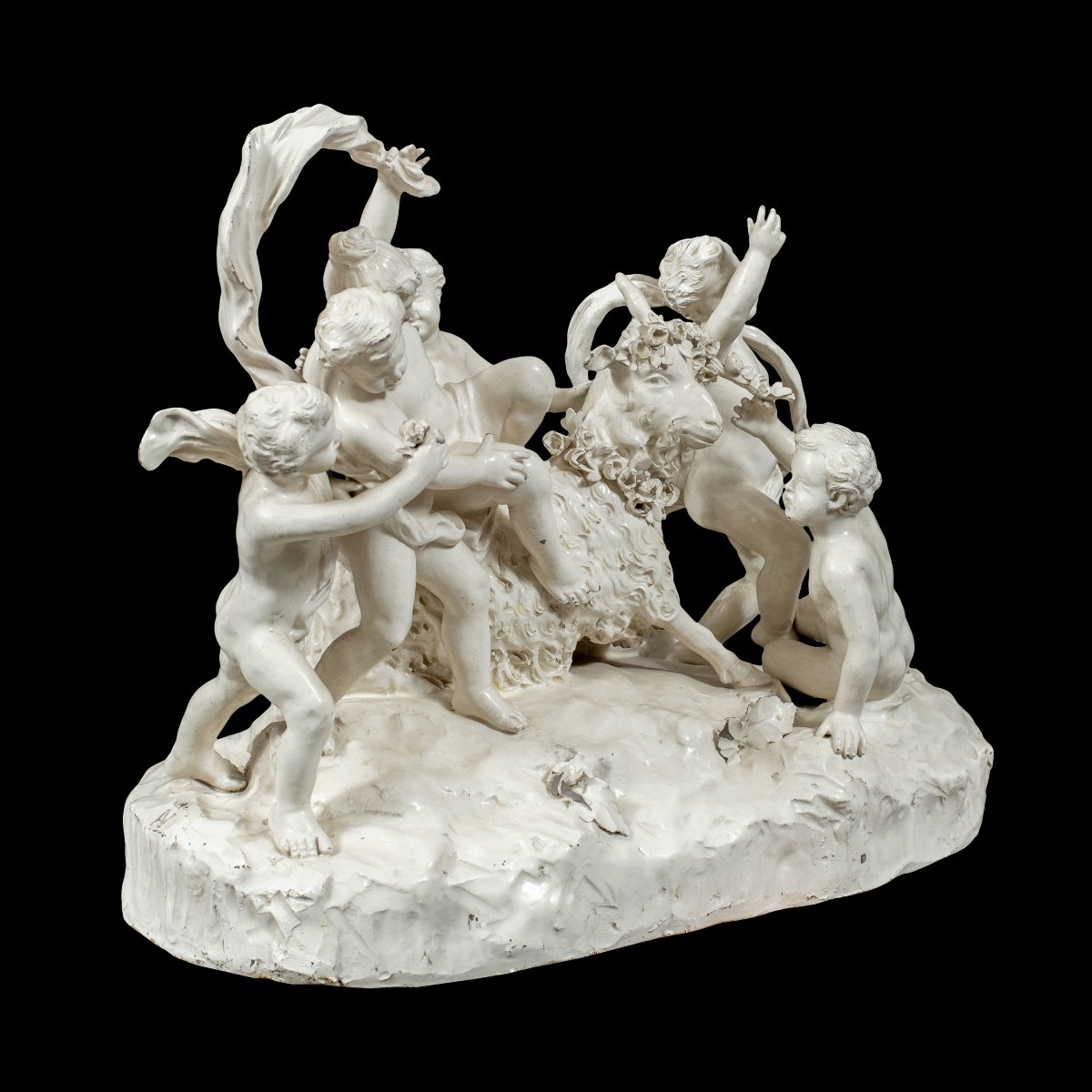 Gruppo scultoreo in terraglia bianca - La Capra Amaltea - Manifattura di Capodimonte, XIX.-photo-3