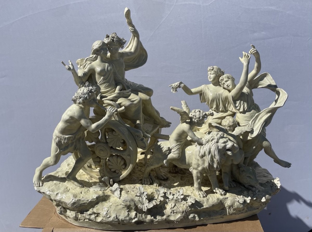 Gruppo scultoreo in terraglia bianca - Il Trionfo di Bacco e Arianna - XIX.-photo-2