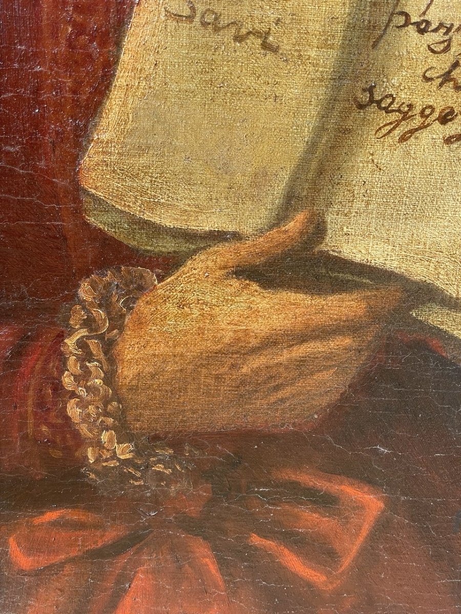 Pittore italiano (seconda metà XVIII secolo) - Ritratto di anziano con aforisma.-photo-2